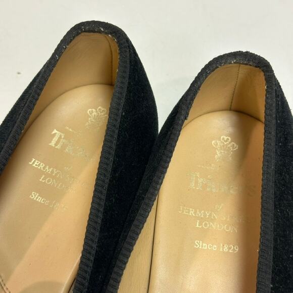 VERY GOOD Tricker's Churchill Velvet Slipper Black Handmade in England 9 / US 10 - Picture 7 of 11